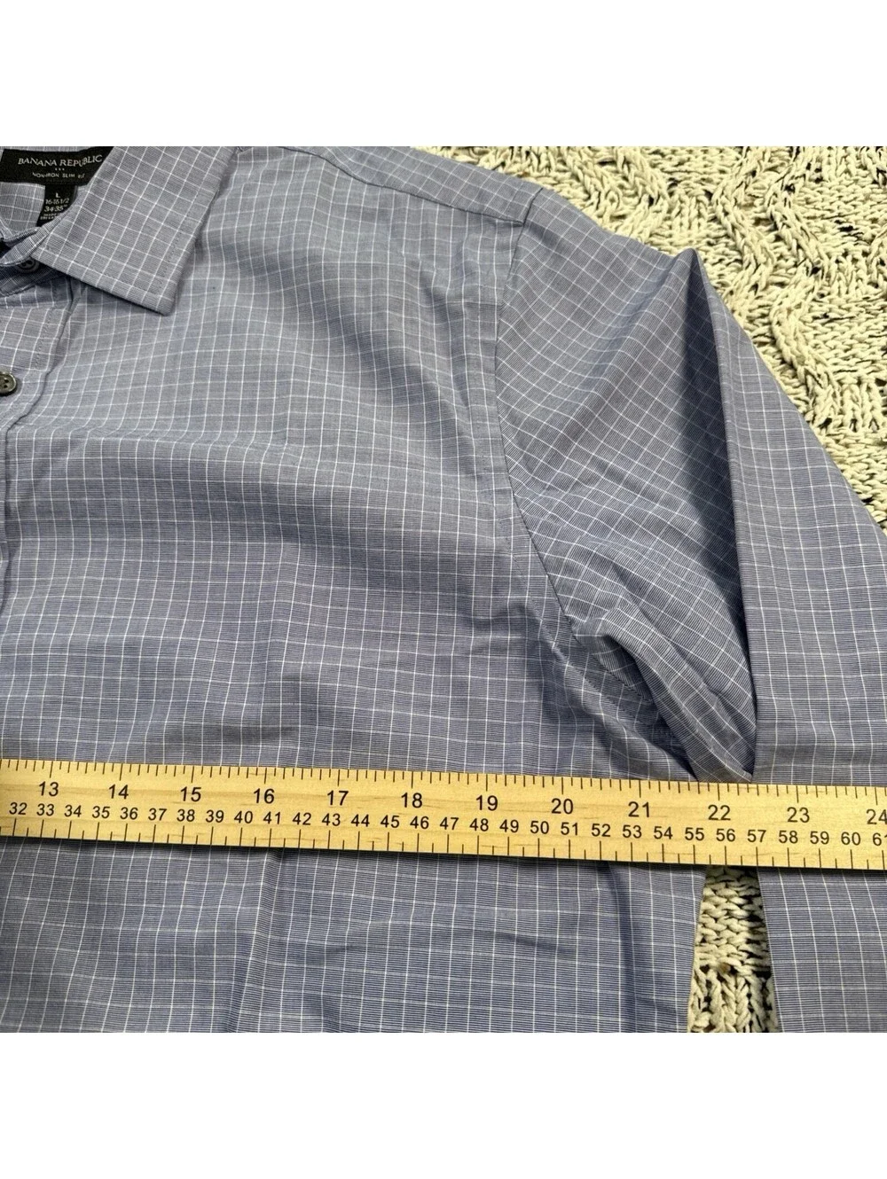 Banana Republic Men's Dress Shirt Medium Blue Non-Iron Slim Fit Long Sleeve